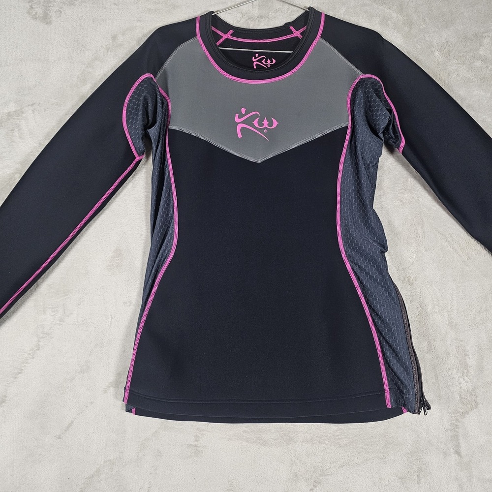 Kutting Weight Sauna Workout Shirt Women XL Neoprene Blend Mesh Panels Zip Hem